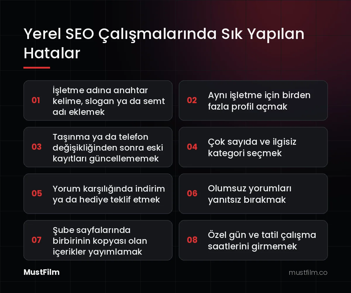 Yerel SEO Çalışmalarında Sık Yapılan Hatalar (yerel seo nedir)