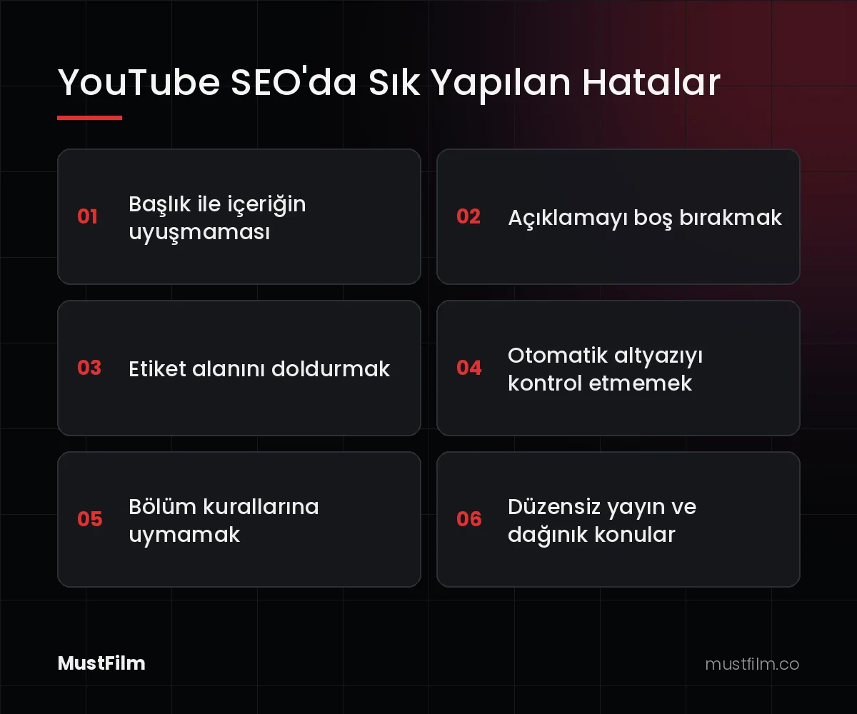 YouTube SEO'da Sık Yapılan Hatalar (youtube seo nedir)