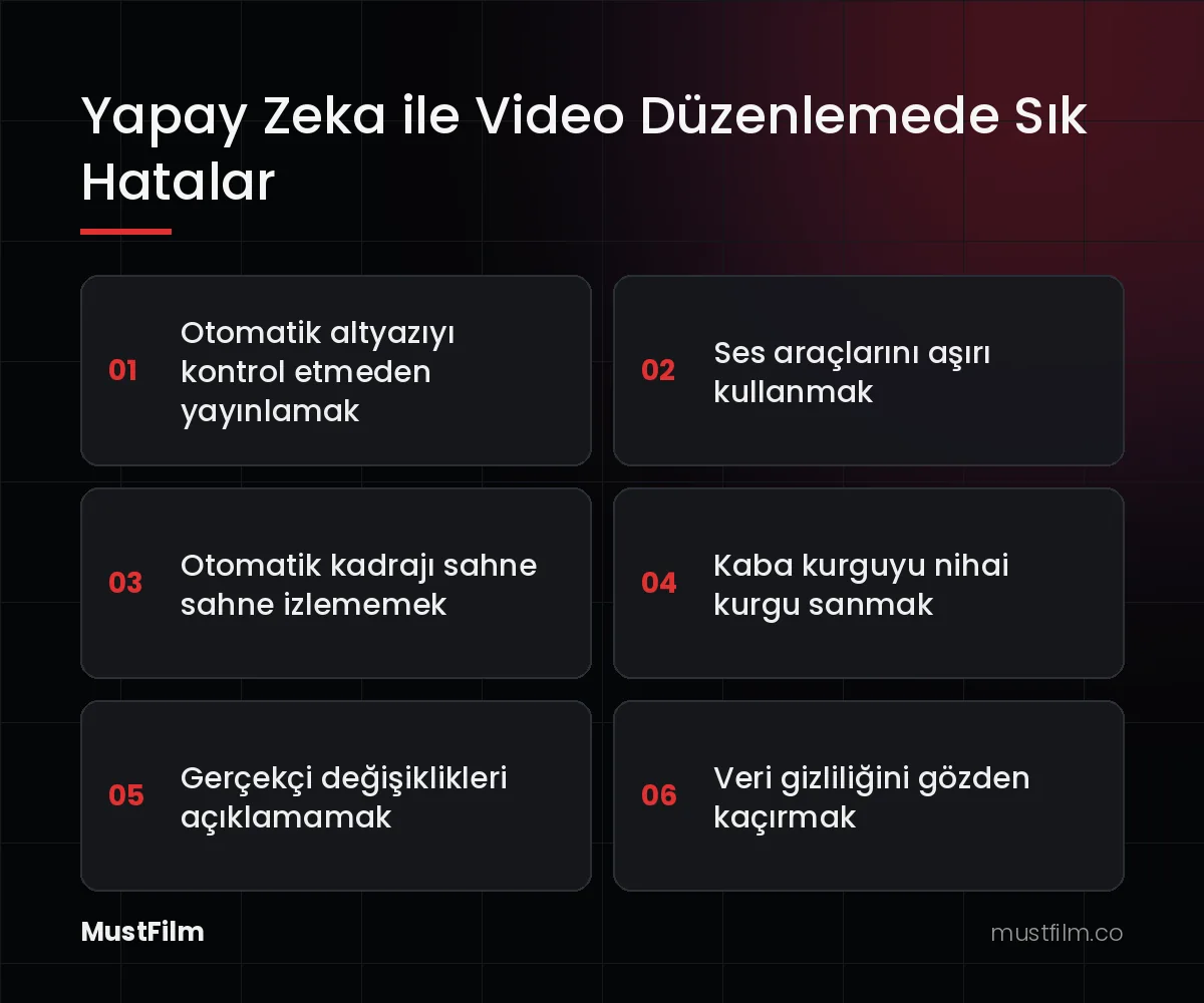 Yapay Zeka ile Video Düzenlemede Sık Hatalar (yapay zeka video düzenleme)