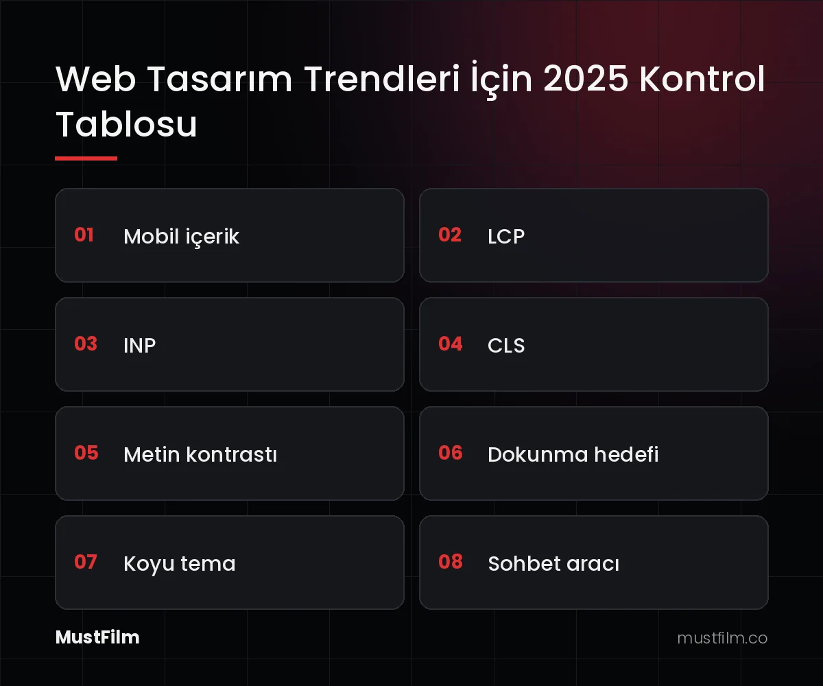 Web Tasarım Trendleri İçin 2025 Kontrol Tablosu